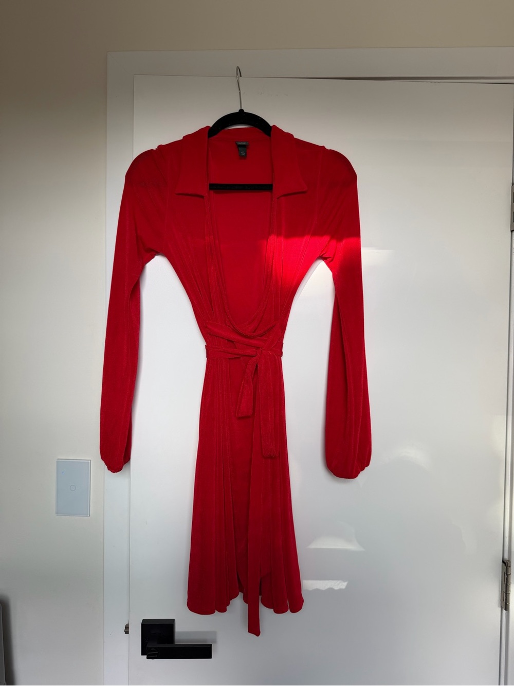 Red Long Sleeve Wrap Dress